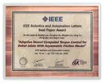 实验室机器人控制研究成果获"IEEE Robotics and Automation Letters 最佳论文奖"
